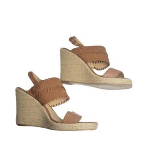COSMOPARIS Leather Espadrilles Wedge Sandal Heels Cognac 10‎ brazil sexy beach
